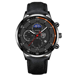 Fashion Mens Sports Watches Man Business Quartz Wristwatch Luxury Black Leather Bracelet Men Casual Luminous Clock Watch