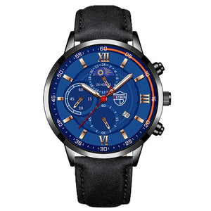 Fashion Mens Sports Watches Man Business Quartz Wristwatch Luxury Black Leather Bracelet Men Casual Luminous Clock Watch